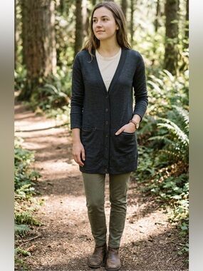 Icebreaker Merino Wool Cruise Cardigan Sweater Women's Small Dark Grey